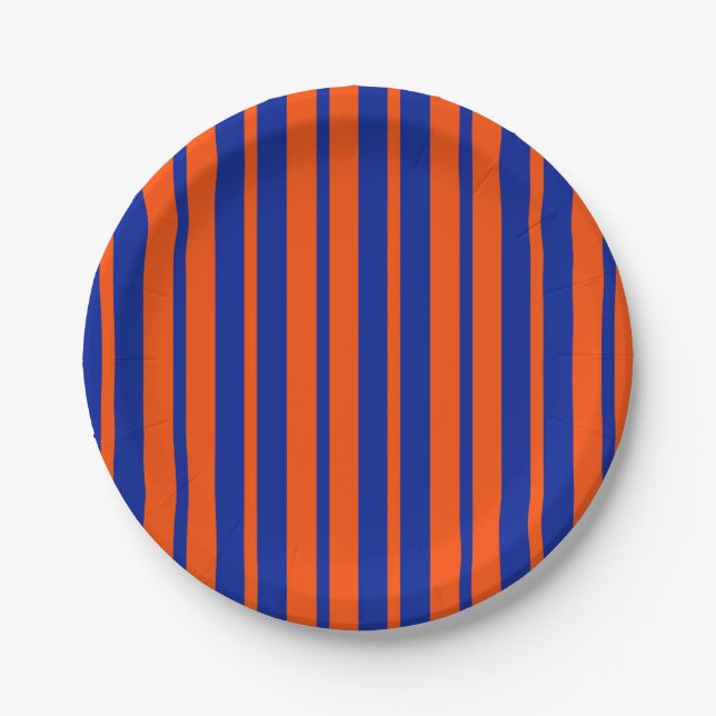 Orange Blue Stilelemente Design Streifen Pappteller (Vorderseite)