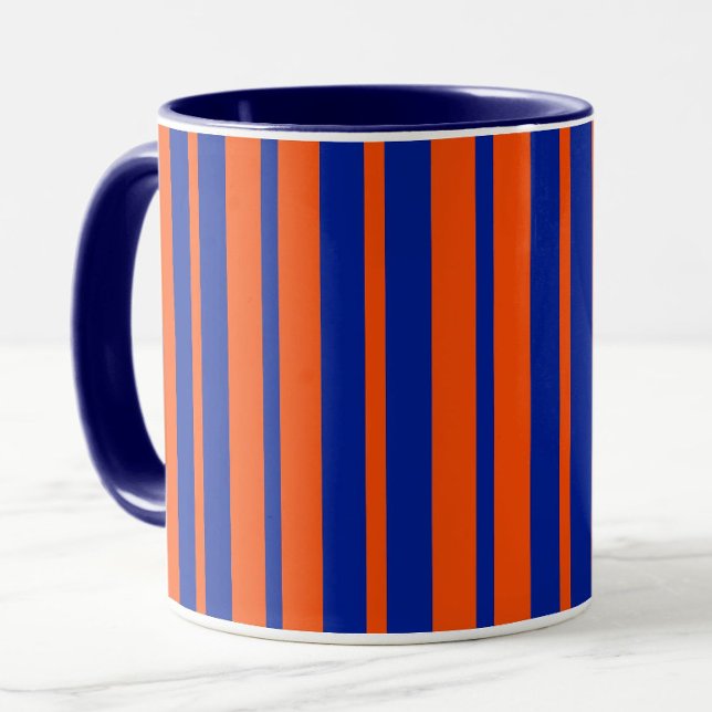 Orange Blue Stilelemente Design Streifen Tasse (Von Creator hochgeladen)