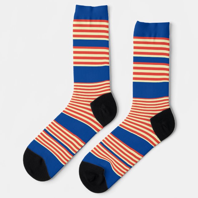 Orange Blue Stripes Socken (Linkes Detail)