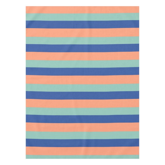 Orange & Blue Stripes  Tie Tischdecke (Vorderseite)