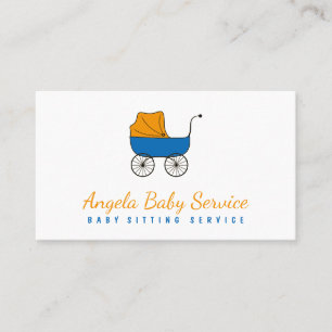 Orange Blue Stroller Baby Sitter Daycare Kinderzim Visitenkarte