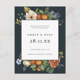 Orange Blue Summer Botanical Boho Save the Date Einladungspostkarte