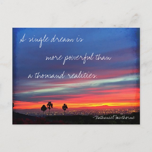 Orange Blue Sunset Single Dream Powerful Quote Postkarte (Vorderseite)