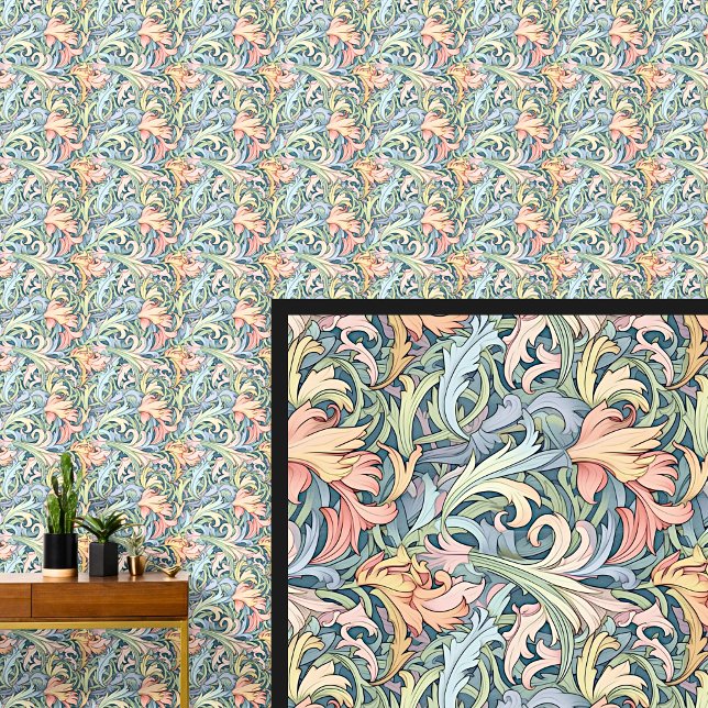 Orange Blue über grünes Jugendstil Tapete (Von Creator hochgeladen)