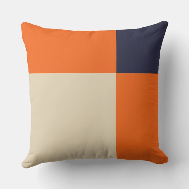 Orange Blue und Taupe Kissen (Rückseite)