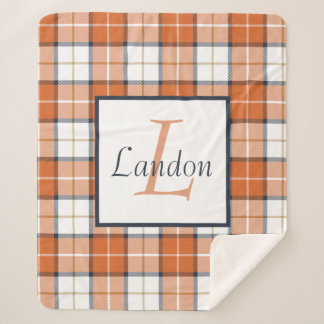 Orange, Blue und White Tartan Kariert Sherpadecke