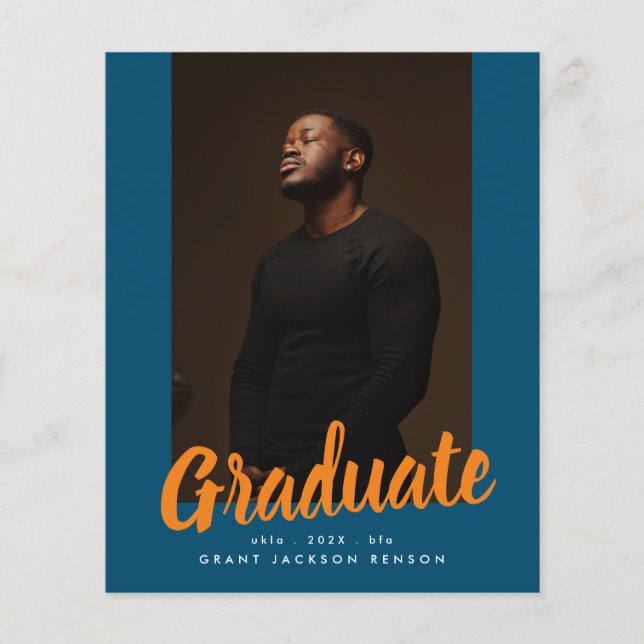 Orange Blue University Graduate Foto Abschluss (Vorderseite)