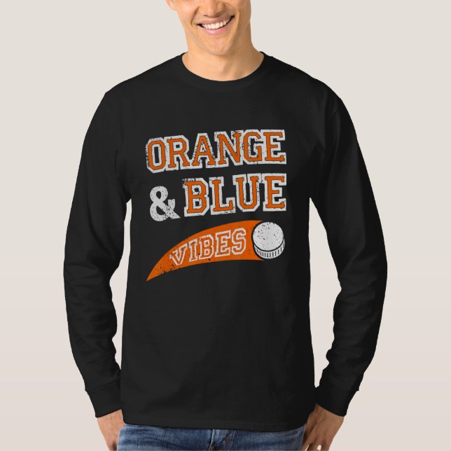 Orange & Blue Vibes Hockey Team Fan T-Shirt (Vorderseite)