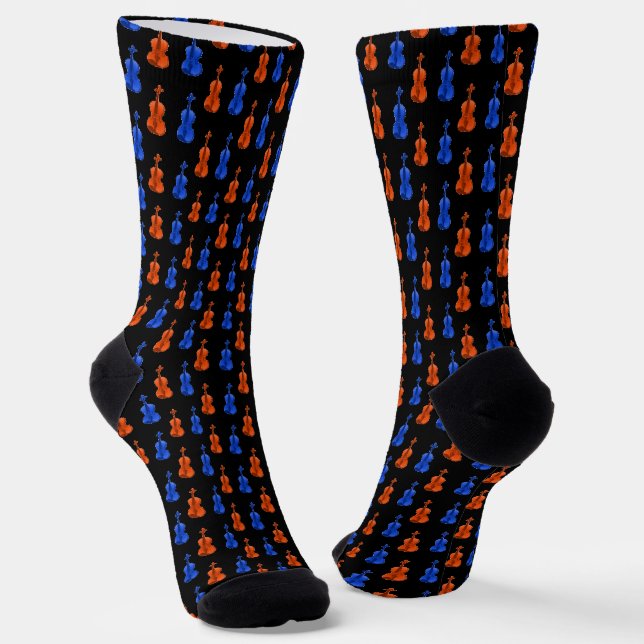 Orange Blue Violin Pattern Socken (Gewinkelt)