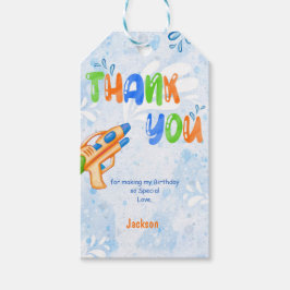 Orange & Blue Water Gun Gift Tags Geschenkanhänger