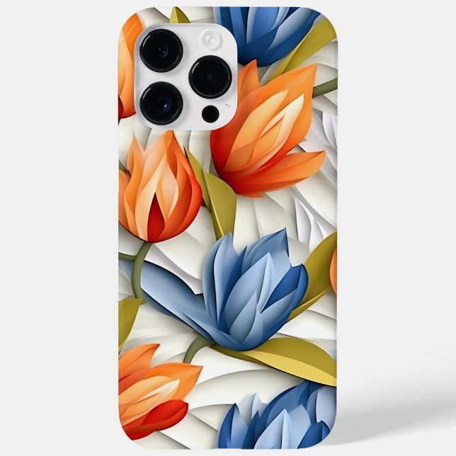ORANGE BLUE WHUE 3-D SIEHE TULIP-BLUME Case-Mate iPhone HÜLLE (Rückseite)