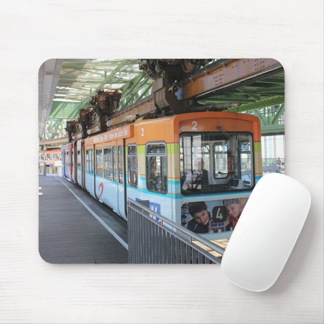 Orange Blue Wuppertal Floating Train Mousepad (Mit Mouse)