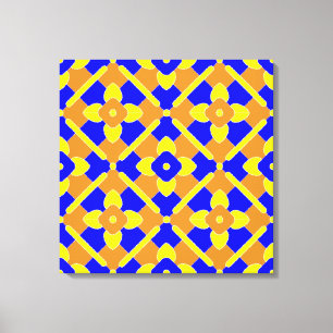 Orange Blue Yellow Spanish Tile Pattern Leinwanddruck