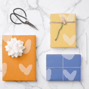 Orange Blue Yellow Sweet Liebe Artisan Fun Geschenkpapier Set
