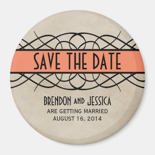 Orange Blüh Border Save the Date Magnet