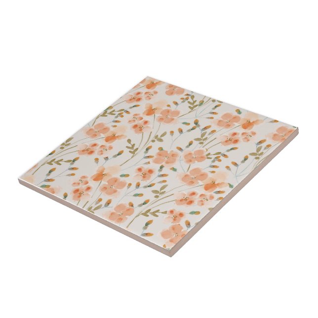 Orange Blume 2 Keramik Tile Fliese (Seite)
