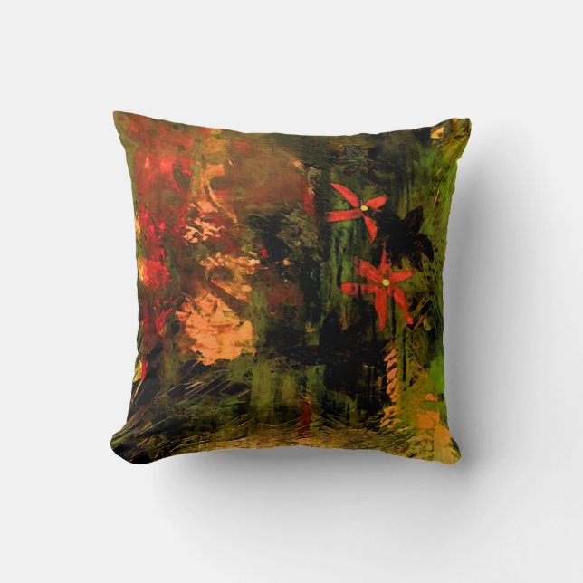 Orange Blume abstrakt Kissen (Vorderseite)