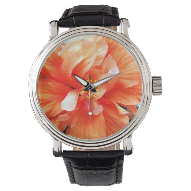 Orange Blume Armbanduhr (Vorderseite)