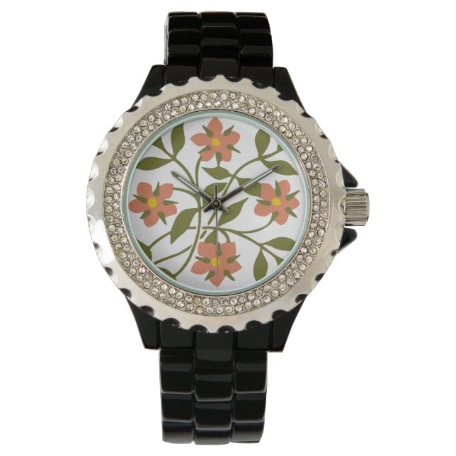 ORANGE-BLUME ARMBANDUHR (Vorderseite)