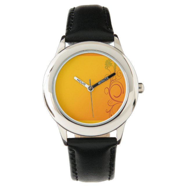 Orange Blume Armbanduhr (Vorderseite)