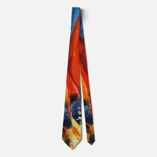 Orange Blume Art Painting Krawatte (Vorderseite)