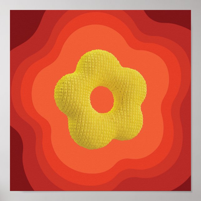 Orange Blume Art Poster - Square Design (Vorne)