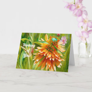 Orange Blume Art Thinking of You Card Karte