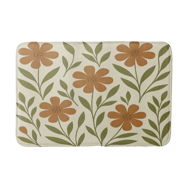 Orange Blume Bath Mat Badematte (Vorderseite)
