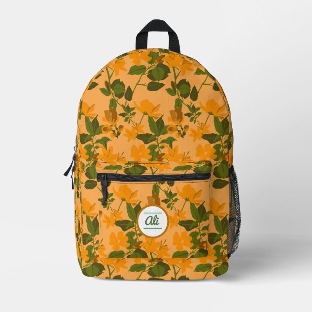 Orange Blume Bedruckter Rucksack (Vorderseite)
