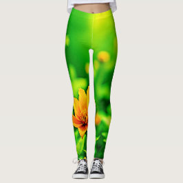 Orange Blume Bokeh Sunny Leggings