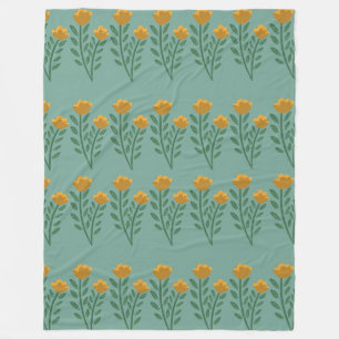Orange Blume Border Pattern Fleecedecke