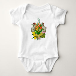 Orange Blume Bouquet Ostersonne Monogram Custom Baby Strampler