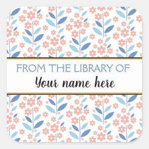 Orange Blume Buchzeichen aus der Bibliothek Quadratischer Aufkleber