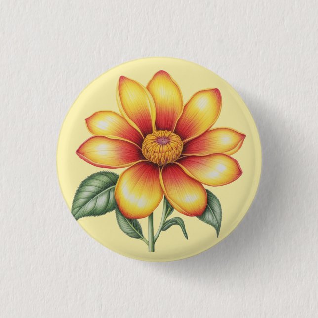 Orange Blume Button (Vorderseite)