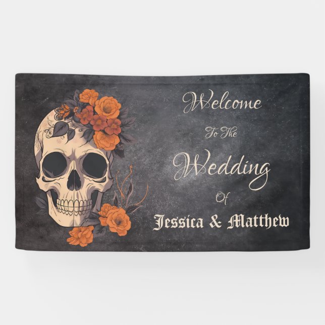 Orange Blume Elegante Hochzeit Banner (Horizontal)
