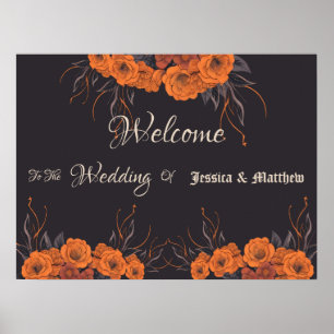 Orange Blume Elegante Hochzeit Poster