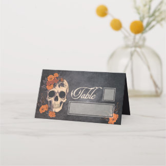 Orange Blume Eleganter Tisch und Name Ort Platzkarte
