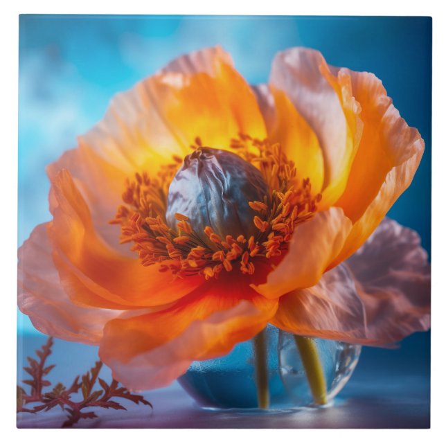 Orange Blume Fliese (Vorderseite)