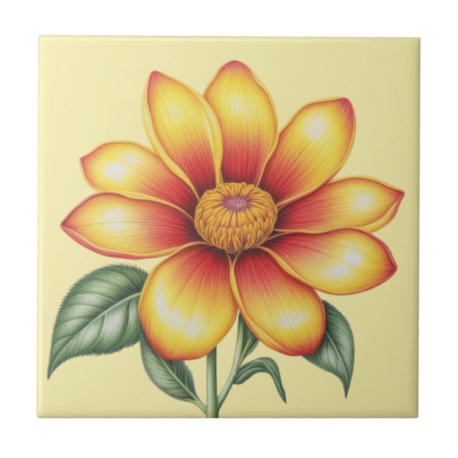 Orange Blume Fliese (Vorderseite)
