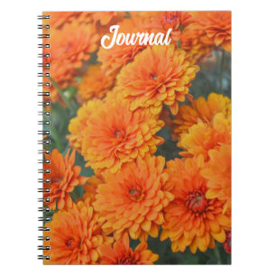 Orange Blume Garden Mum Journal Spirale Notizblock
