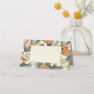 Orange Blume Gastname Platzkarte