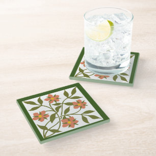ORANGE BLUME GLASS UNTERSETZER
