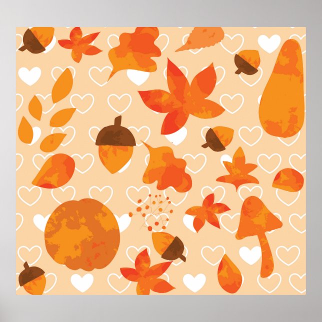 Orange Blume: Handdoodle-Muster. Poster (Vorne)