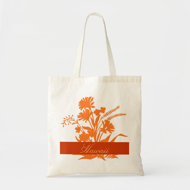 Orange Blume Hawaii Wiederverwendbare Souvenirtasc Tragetasche (Vorne)