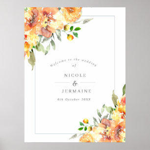 Orange Blume Hochzeit im Herbst Willkommen Poster