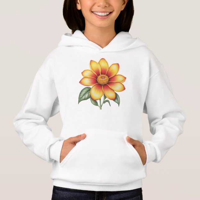 Orange Blume Hoodie (Vorderseite)