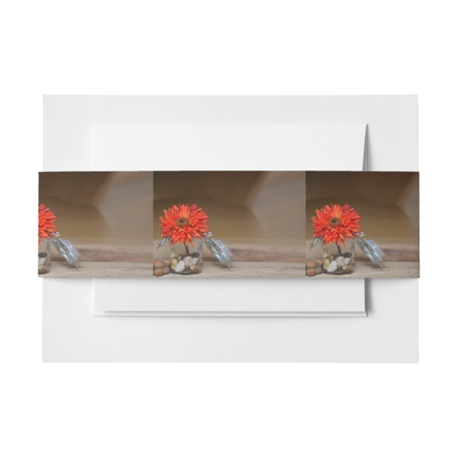 Orange Blume in Mason Jar Einladungsbanderole (Vorderseite Beispiel)