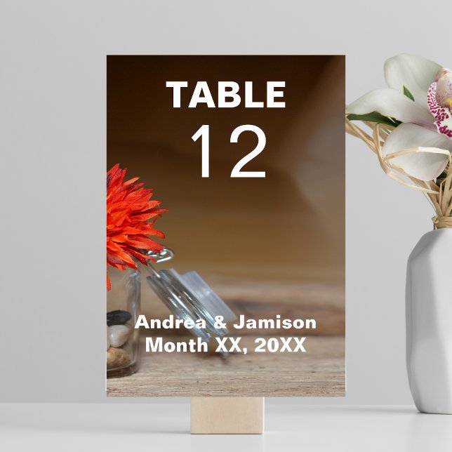 Orange Blume in Mason Jar Table Tischnummer (Orange Flower in Mason Jar Table Number)