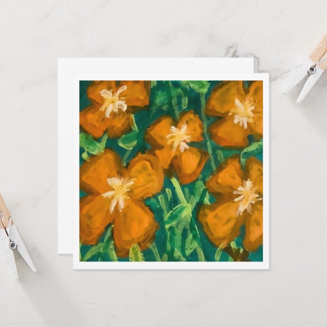 Orange Blume Karte (Vorderseite/Rückseite Beispiel)