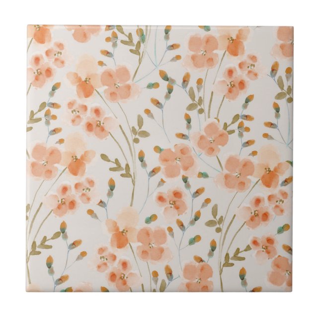 Orange Blume Keramik Tile Fliese (Vorderseite)